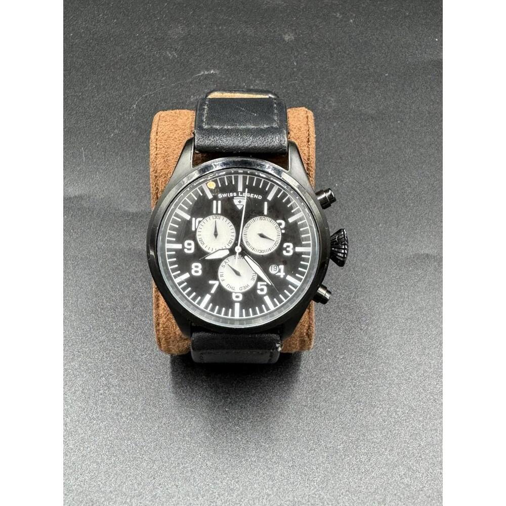 Swiss Legend Pioneer Chronograph Watch 413172071 Black Dial Quartz 100m Needs Ba